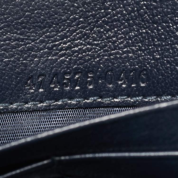 Pre Owned Gucci GG Marmont Blue/Black GG Diagonal Quilt Canvas and Leather Wallet on Chain