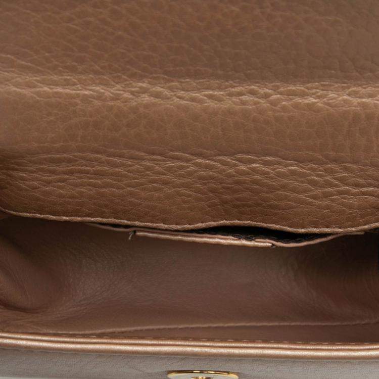 Pre Owned Gucci Brown Mini Metallic Leather Bamboo Night