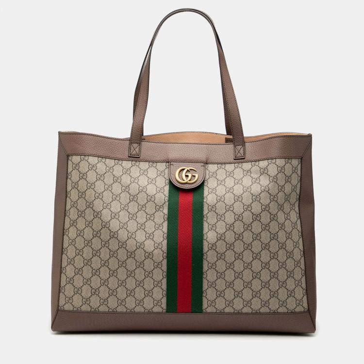 Pre Owned Gucci Brown GG Supreme Ophidia Tote