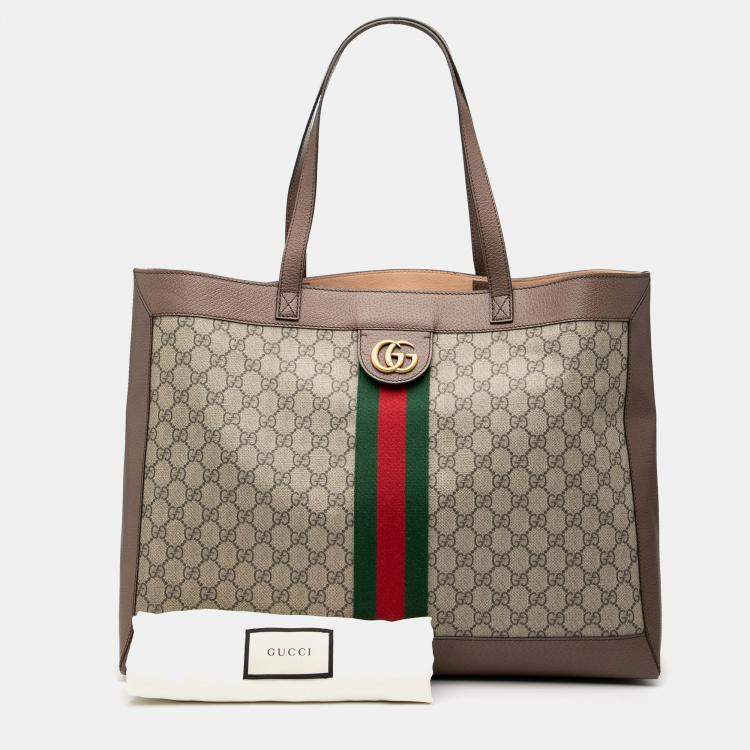 Pre Owned Gucci Brown GG Supreme Ophidia Tote