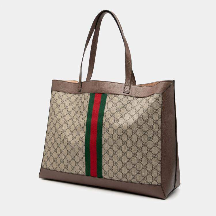 Pre Owned Gucci Brown GG Supreme Ophidia Tote