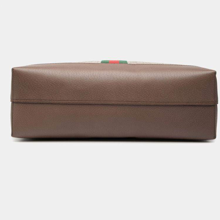 Pre Owned Gucci Brown GG Supreme Ophidia Tote
