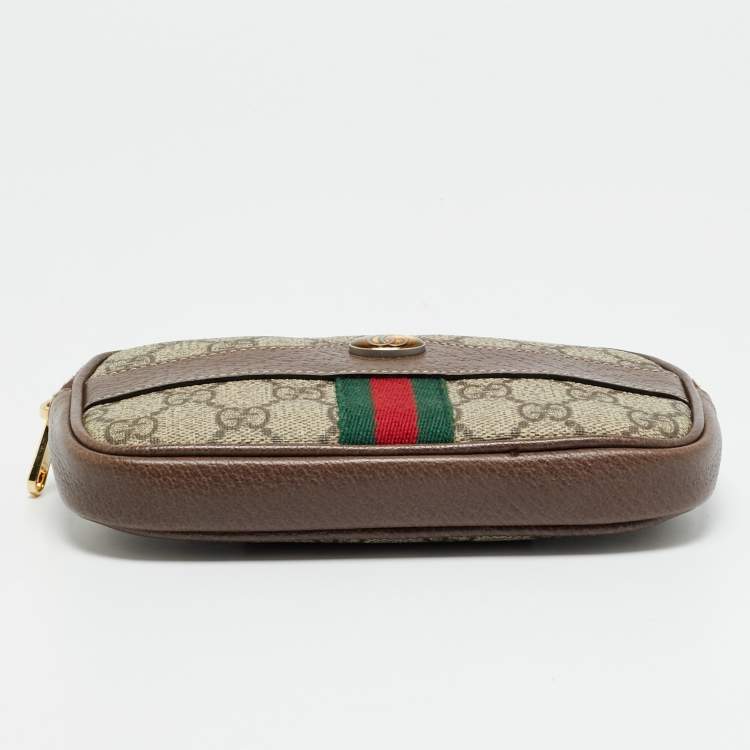 Pre Owned Gucci Ophidia Beige/Brown GG Supreme Coated Canvas and Leather Belt Bag