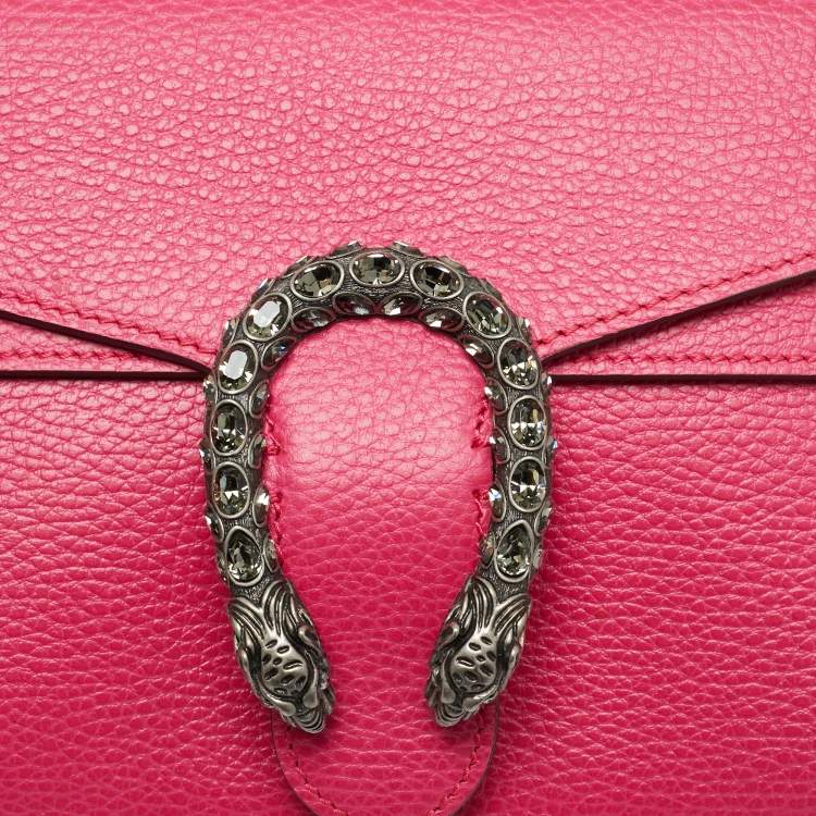 Pre Owned Gucci  Dionysus Crystals Small Pink Leather Shoulder Bag
