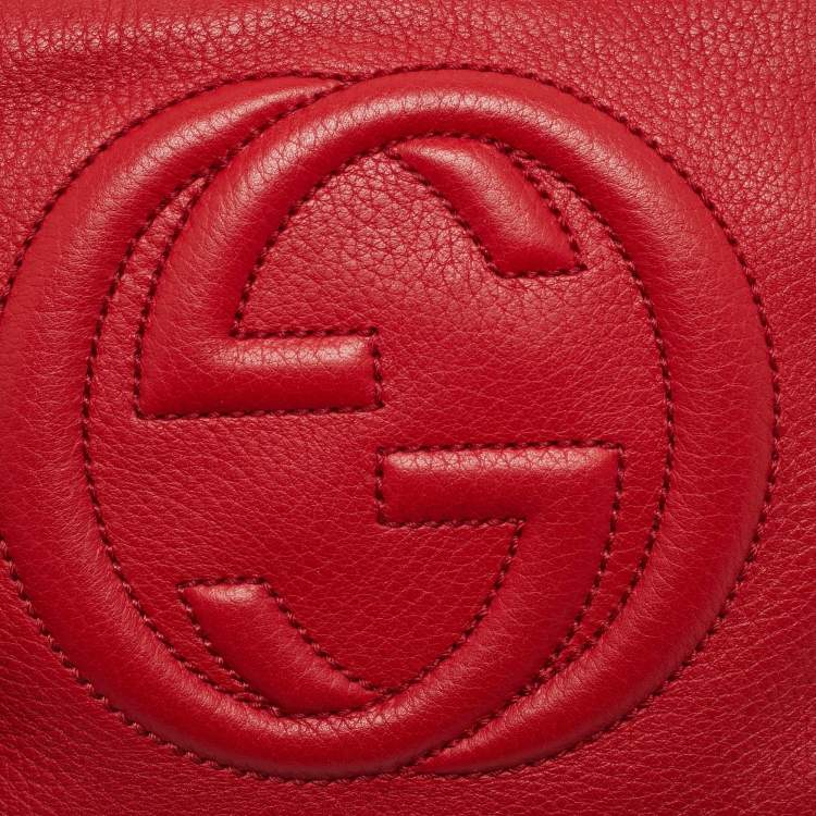 Pre Owned Gucci Soho Disco Camera Red Leather Crossbody Bag