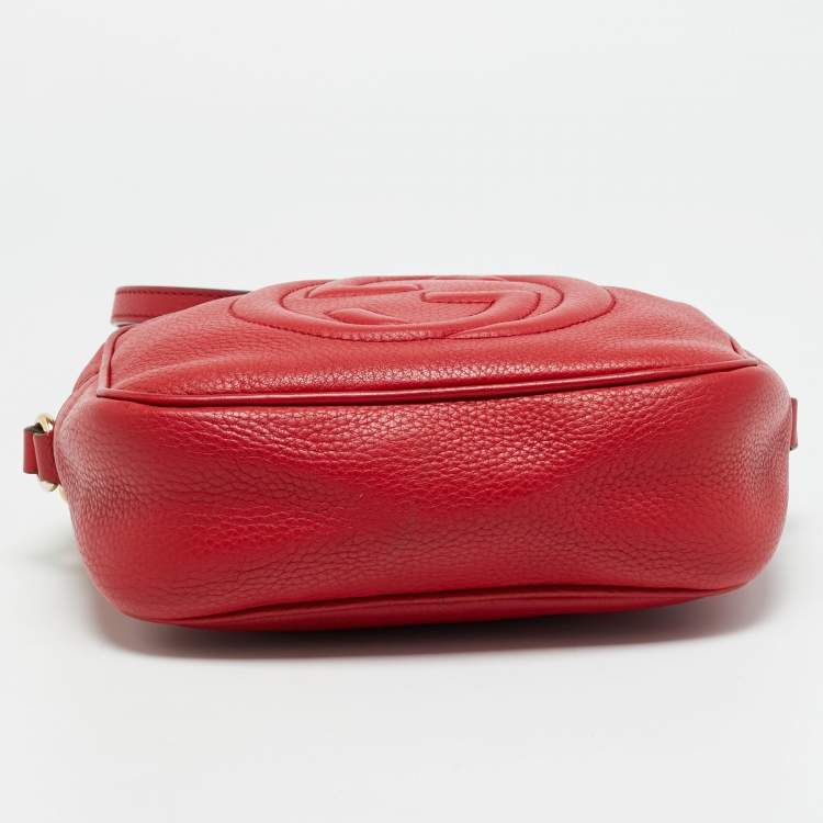 Pre Owned Gucci Soho Disco Camera Red Leather Crossbody Bag