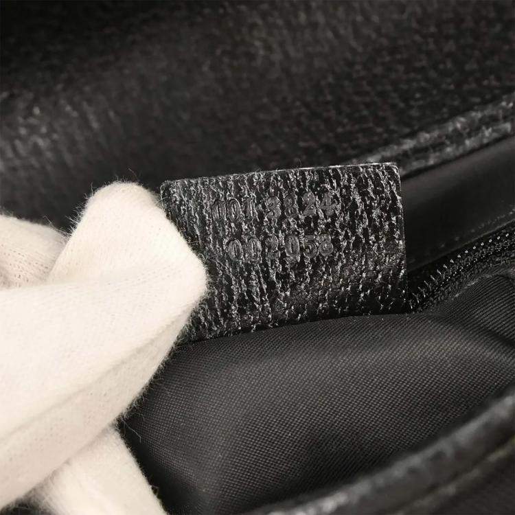 Pre Owned Gucci Black Nylon Leather Handbag