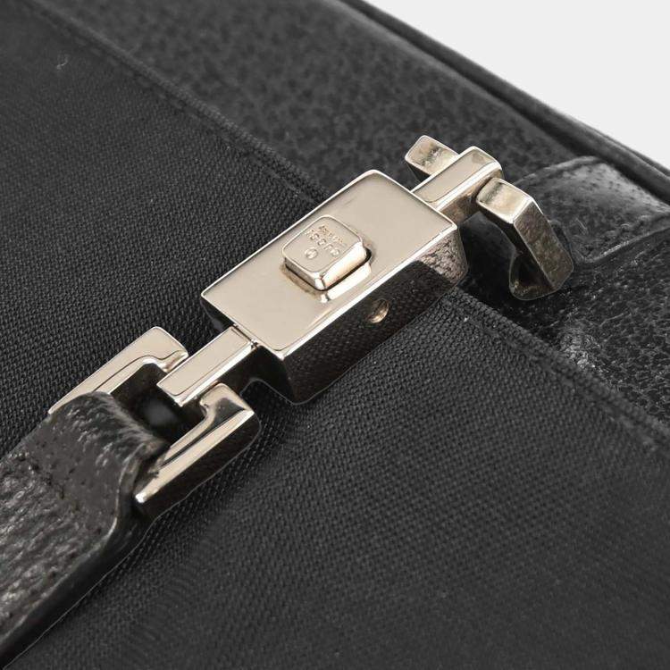 Pre Owned Gucci Black Nylon Leather Handbag