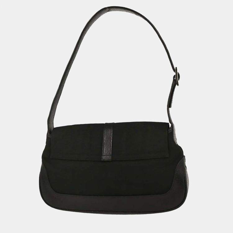 Pre Owned Gucci Black Nylon Leather Handbag