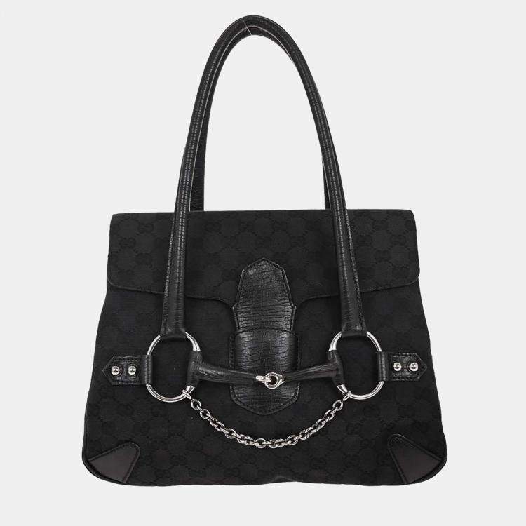 مملوكة مسبقًا Gucci Black GG Horsebit Handbag