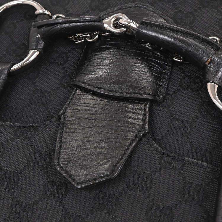 مملوكة مسبقًا Gucci Black GG Horsebit Handbag