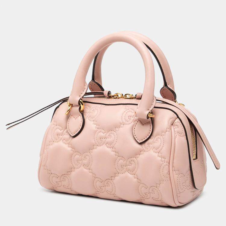 Pre Owned Gucci Pink Mini GG Marmont Matelasse Leather Satchel