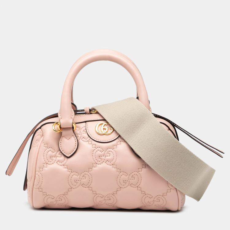 Pre Owned Gucci Pink Mini GG Marmont Matelasse Leather Satchel