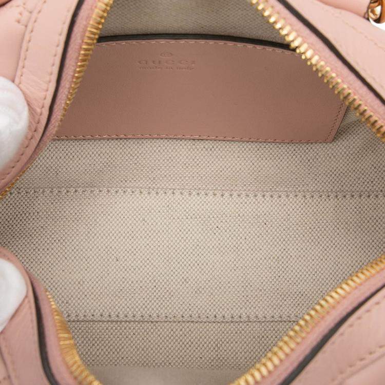 Pre Owned Gucci Pink Mini GG Marmont Matelasse Leather Satchel