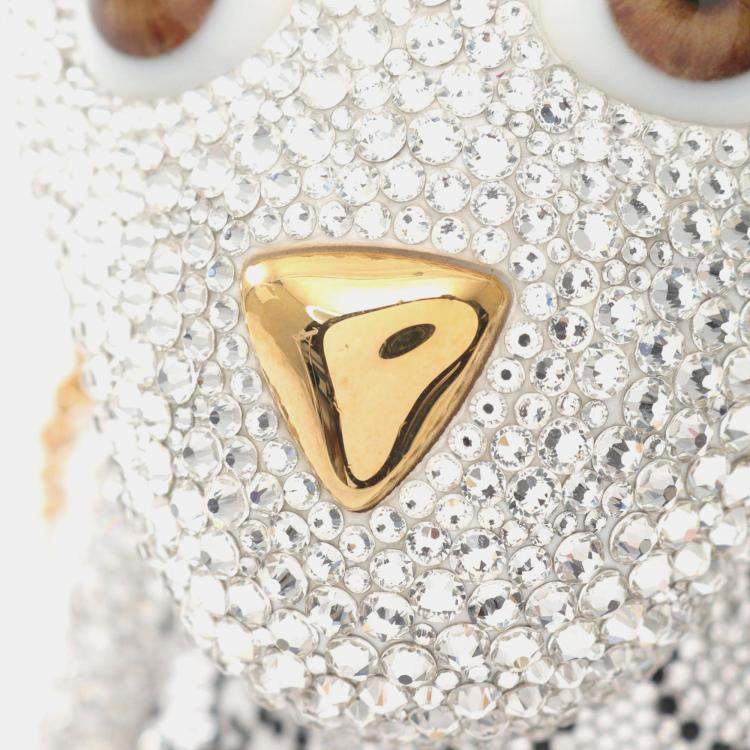 Pre Owned Gucci Gg Teddy Bear Shoulder Bag With Swarovski Crystals Clear Multicolor