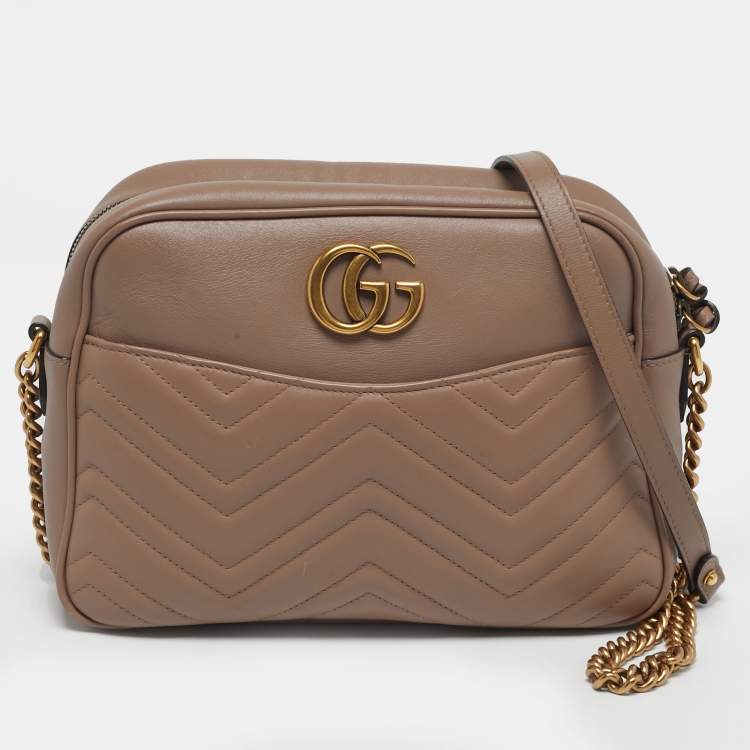 Pre Owned Gucci GG Marmont Camera Old Rose Matelasse Leather Shoulder Bag