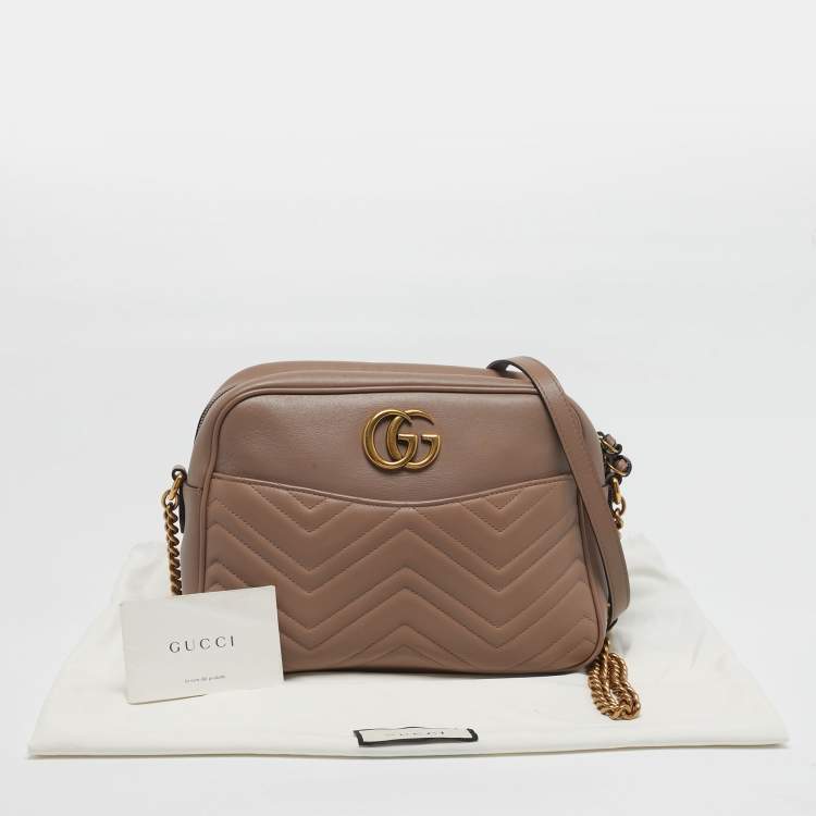 Pre Owned Gucci GG Marmont Camera Old Rose Matelasse Leather Shoulder Bag