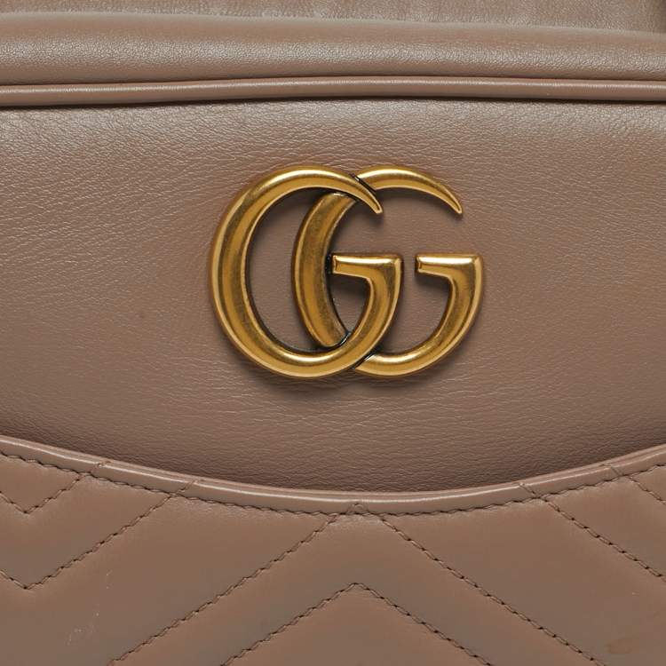 Pre Owned Gucci GG Marmont Camera Old Rose Matelasse Leather Shoulder Bag