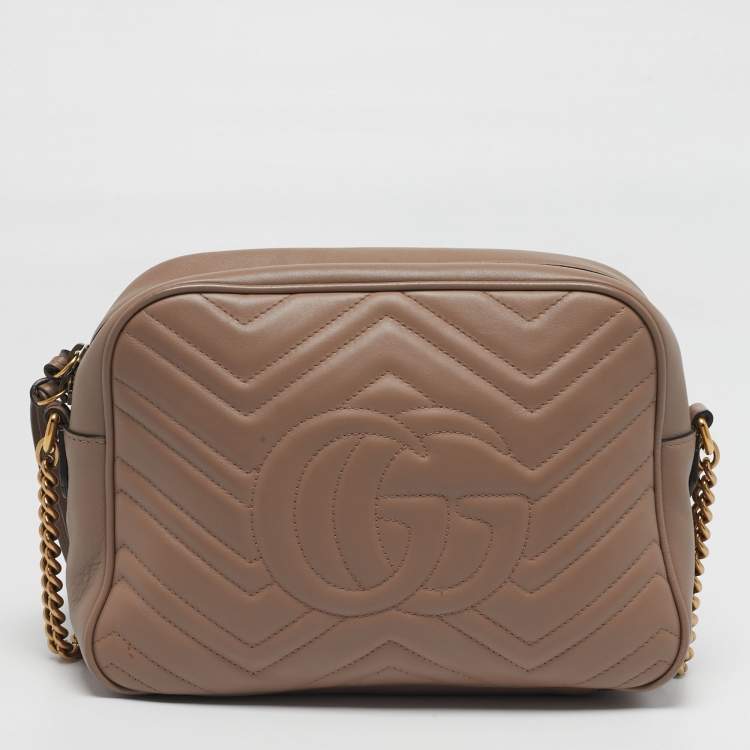 Pre Owned Gucci GG Marmont Camera Old Rose Matelasse Leather Shoulder Bag
