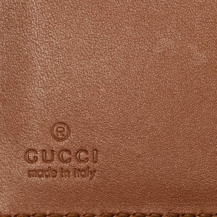 Pre Owned Gucci Padlock Beige/Black GG Supreme Canvas and Leather Trifold Wallet