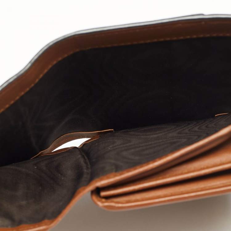 Pre Owned Gucci Padlock Beige/Black GG Supreme Canvas and Leather Trifold Wallet