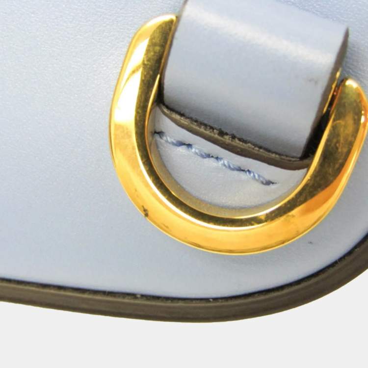 Pre Owned Gucci Blue Leather Bamboo Backpack Handbag Shoulder Bag 