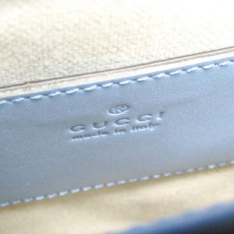 Pre Owned Gucci Blue Leather Bamboo Backpack Handbag Shoulder Bag 