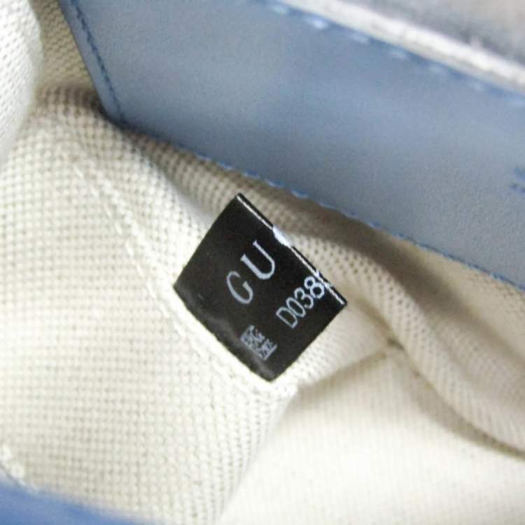 Pre Owned Gucci Blue Leather Bamboo Backpack Handbag Shoulder Bag 