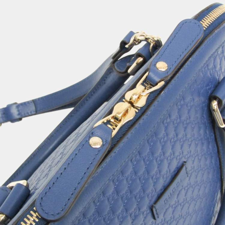 Pre Owned Gucci Microguccissima Micro GG Blue Leather Handbag Shoulder Bag 