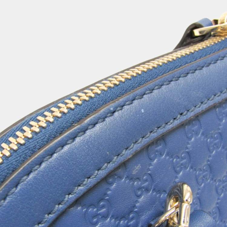 Pre Owned Gucci Microguccissima Micro GG Blue Leather Handbag Shoulder Bag 
