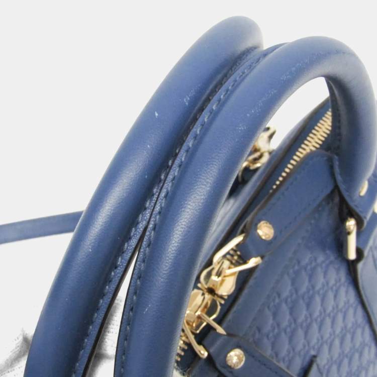 Pre Owned Gucci Microguccissima Micro GG Blue Leather Handbag Shoulder Bag 
