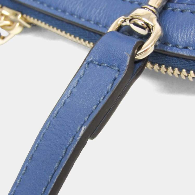 Pre Owned Gucci Microguccissima Micro GG Blue Leather Handbag Shoulder Bag 
