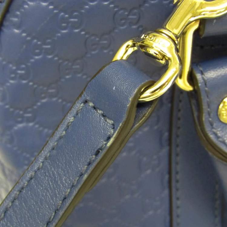 Pre Owned Gucci Microguccissima Micro GG Blue Leather Handbag Shoulder Bag 