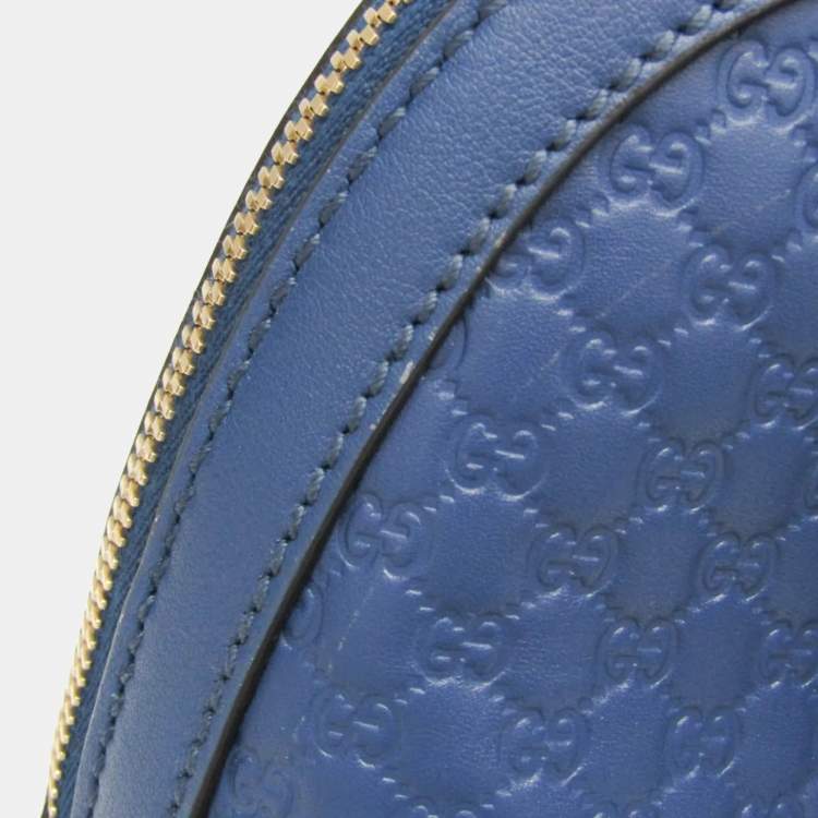 Pre Owned Gucci Microguccissima Micro GG Blue Leather Handbag Shoulder Bag 