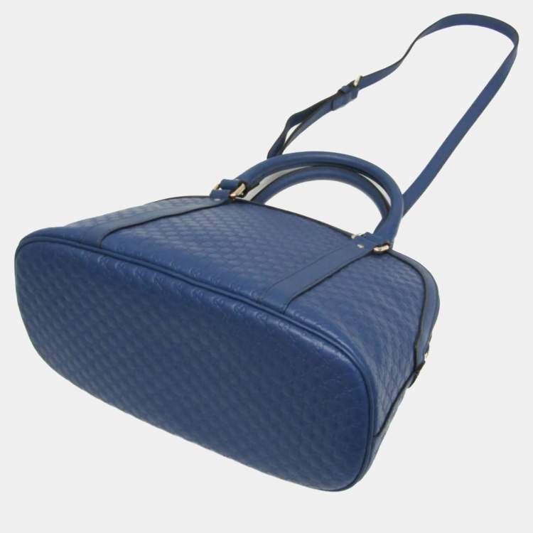 Pre Owned Gucci Microguccissima Micro GG Blue Leather Handbag Shoulder Bag 