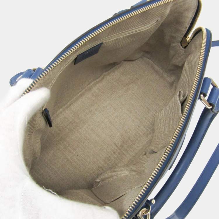 Pre Owned Gucci Microguccissima Micro GG Blue Leather Handbag Shoulder Bag 