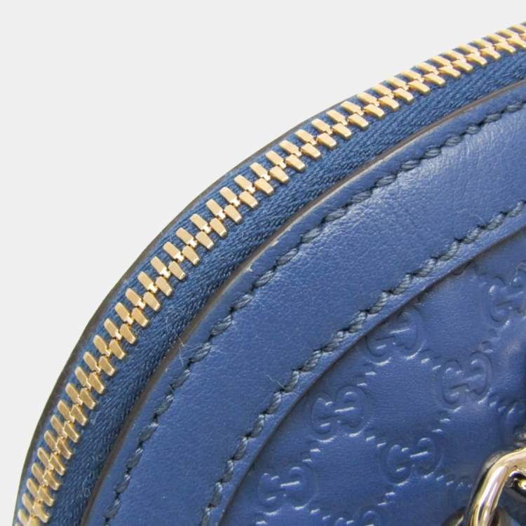 Pre Owned Gucci Microguccissima Micro GG Blue Leather Handbag Shoulder Bag 