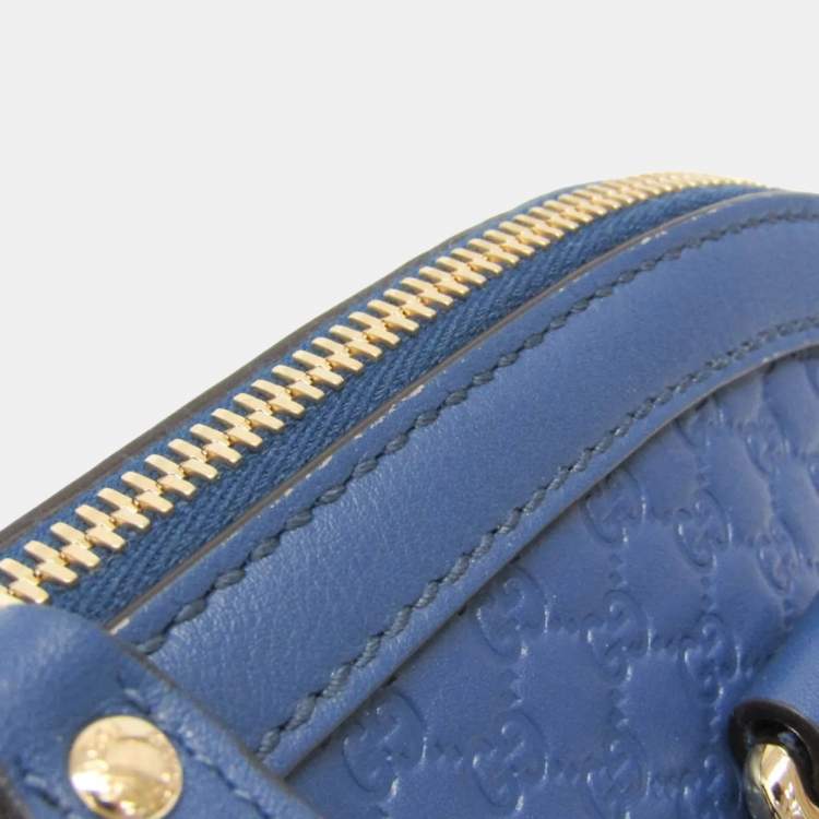 Pre Owned Gucci Microguccissima Micro GG Blue Leather Handbag Shoulder Bag 
