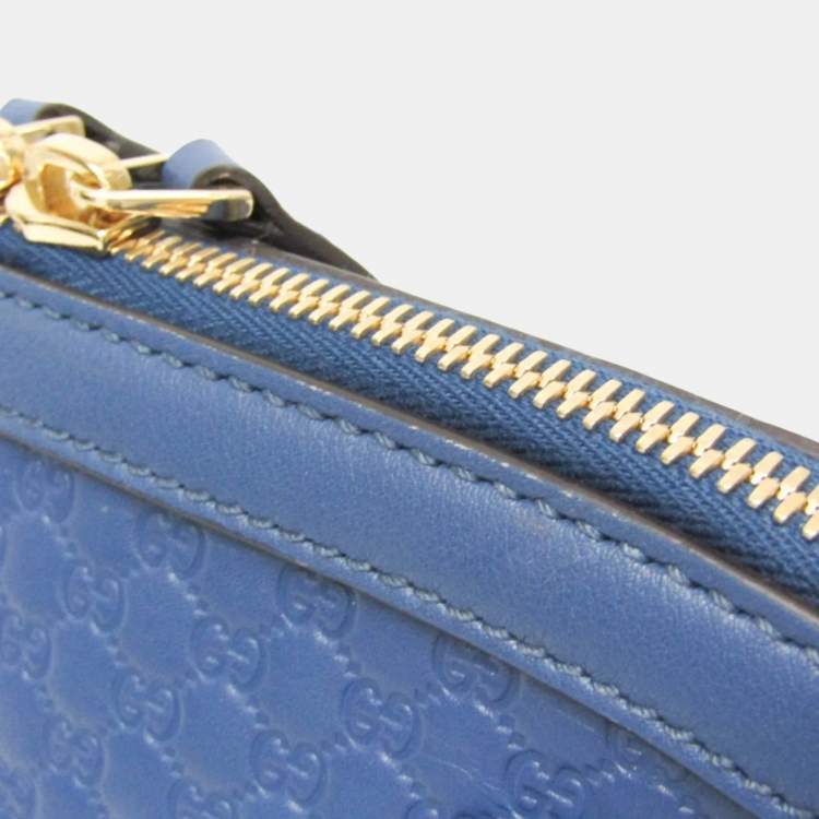 Pre Owned Gucci Microguccissima Micro GG Blue Leather Handbag Shoulder Bag 