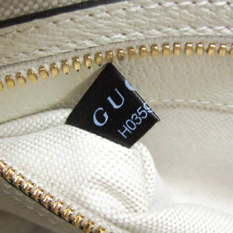 Pre Owned Gucci Ophidia Beige, White Leather Gg Supreme Shoulder Bag 