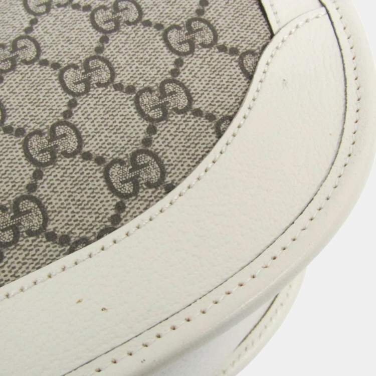 Pre Owned Gucci Ophidia Beige, White Leather Gg Supreme Shoulder Bag 