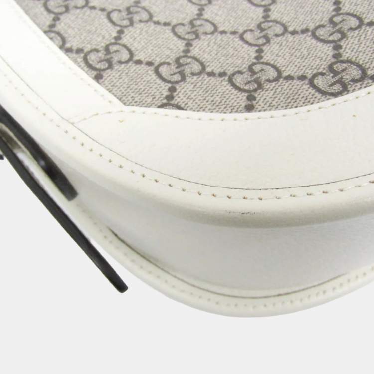 Pre Owned Gucci Ophidia Beige, White Leather Gg Supreme Shoulder Bag 