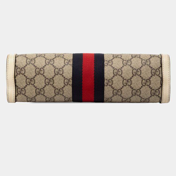 Pre Owned Gucci Brown Small GG Supreme Web Ophidia Chain Crossbody