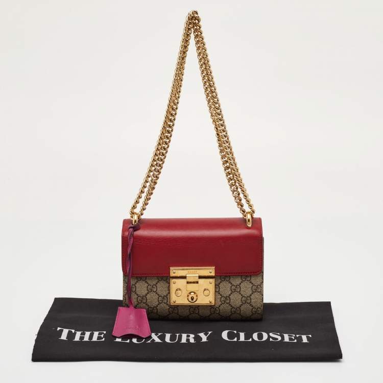 Pre Owned Gucci Padlock Small Multicolor GG Supreme Canvas and Leather Shoulder Bag