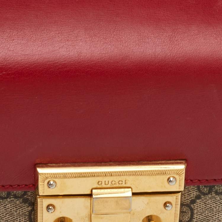 Pre Owned Gucci Padlock Small Multicolor GG Supreme Canvas and Leather Shoulder Bag