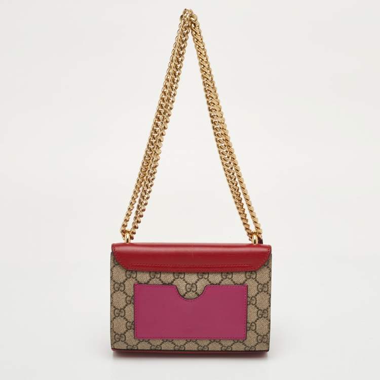 Pre Owned Gucci Padlock Small Multicolor GG Supreme Canvas and Leather Shoulder Bag