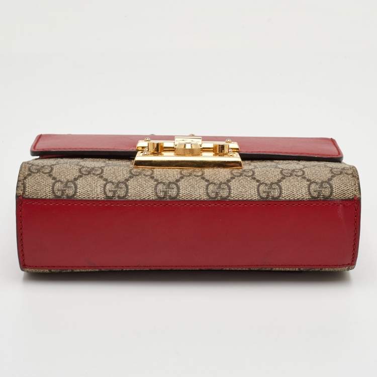 Pre Owned Gucci Padlock Small Multicolor GG Supreme Canvas and Leather Shoulder Bag