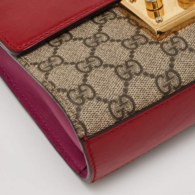 Pre Owned Gucci Padlock Small Multicolor GG Supreme Canvas and Leather Shoulder Bag