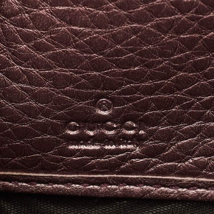Pre Owned Gucci Soho Metallic Purple Leather Continental Wallet