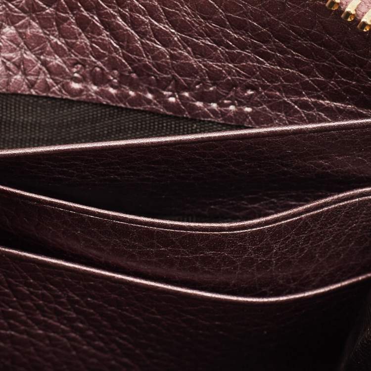 Pre Owned Gucci Soho Metallic Purple Leather Continental Wallet